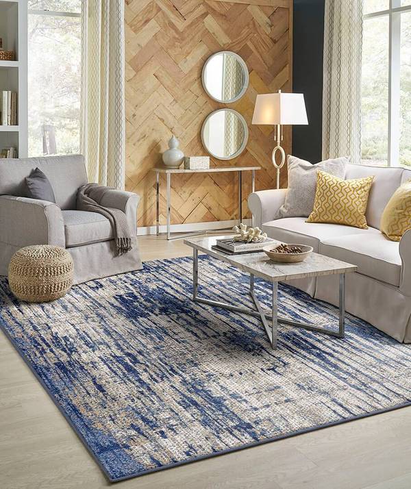 contemporary rug-blue